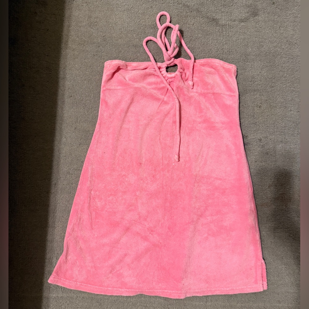 Juicy Couture Pink Velour Halter with keyhole Mini Dress Size S Y2K
